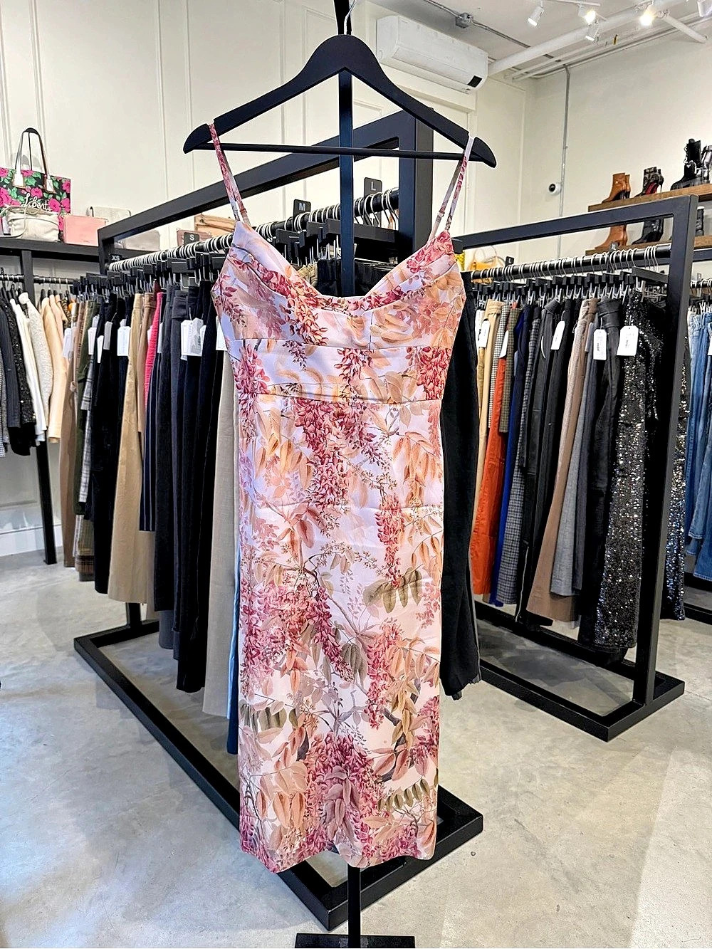 Floral Midi Dress in Pink & White Like New